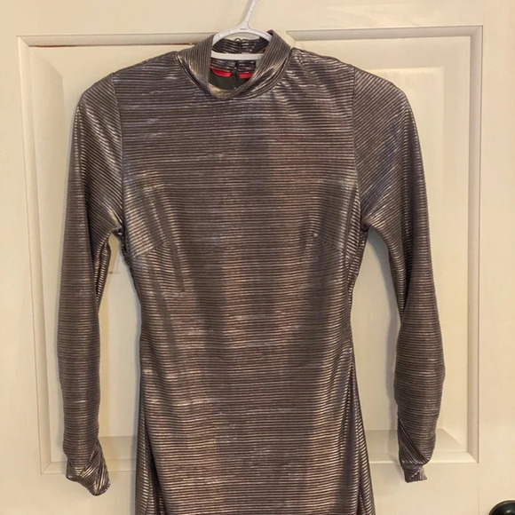 New! Free People Mila Metallic open back leg slit Maxi Dress nwot 33723 - Picture 6 of 15